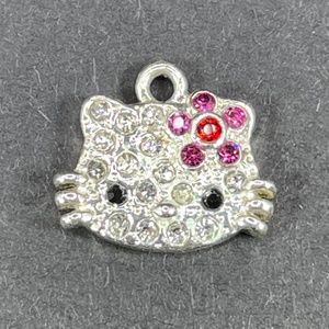 Hello Kitty Rhinestone Pendant Silver Plated